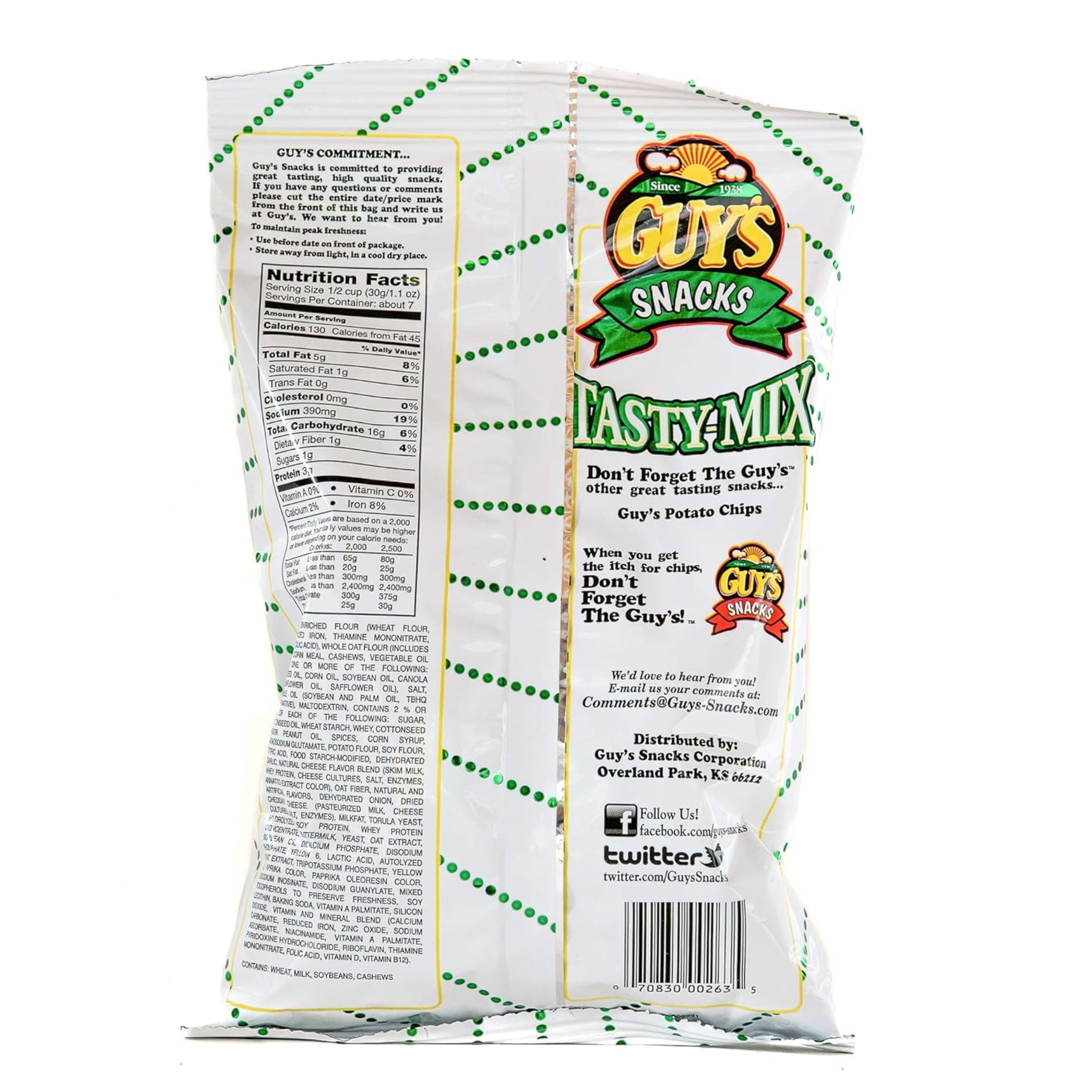 (2 pack) Guy's Snacks Tasty Mix Assorted Snack Mix, 7.5 oz