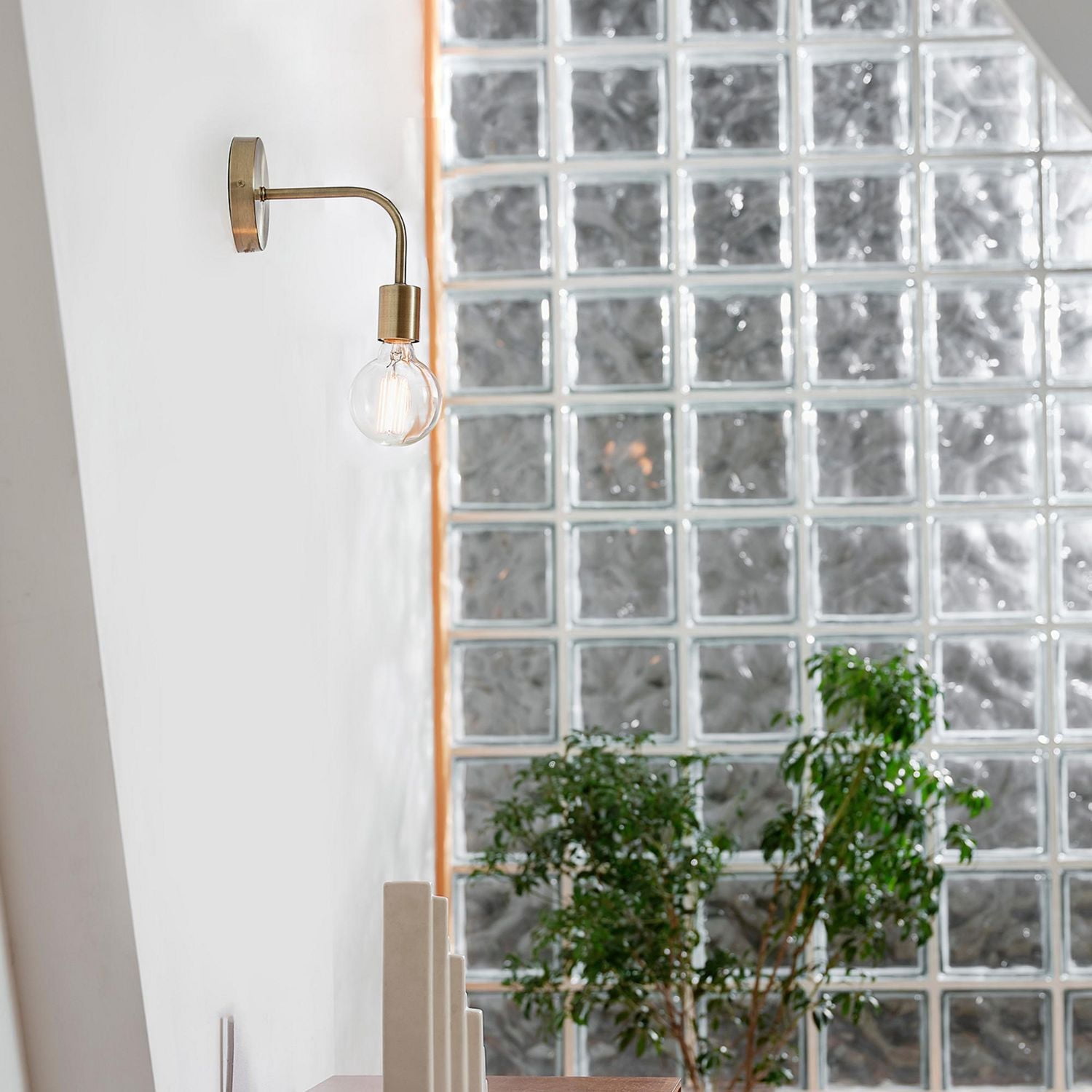 Holden 1-Light Long Arm Matte Brass Plug-In or Hardwire Wall Sconce, 91002314