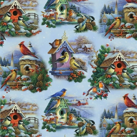 Winter Song Snow Birds Cotton Fabric