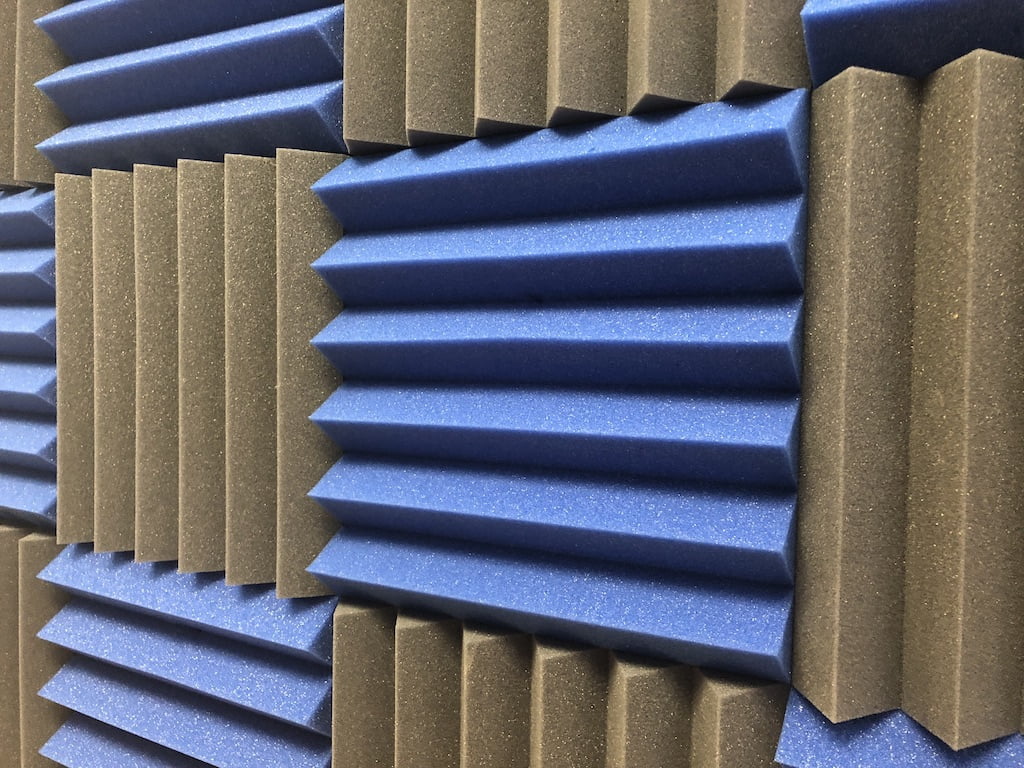 2x12x12-12PK BLUE/CHARCOAL Acoustic Wedge Soundproofing Studio Foam Tiles Panels