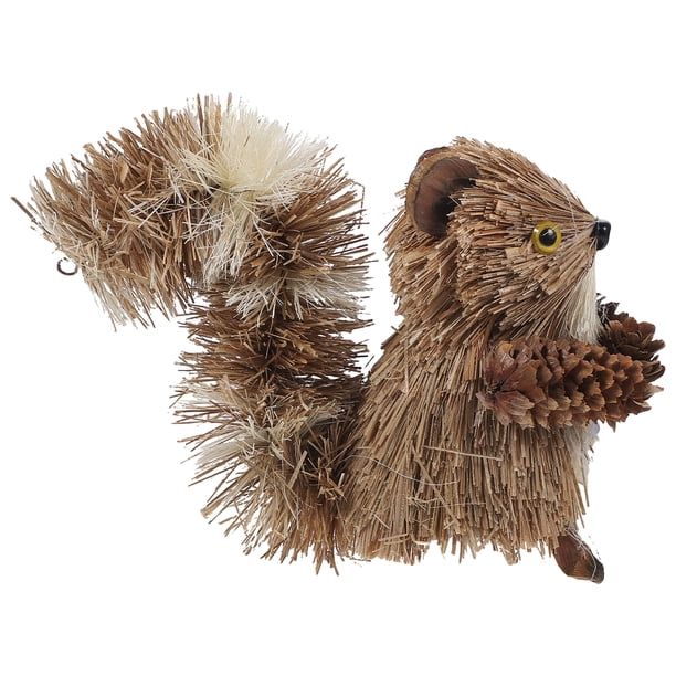 ColoMX 1pc paja tejida ardilla escritorio adorno animales ornamento navidad paisaje decoración