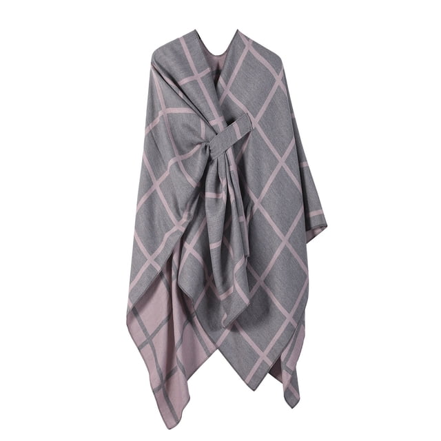 Cape Châle Tricotée Unie pour Femmes - Enveloppe Mode Automne Hiver Confortable
