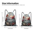 thumbnail image 4 of Drawstring Backpack - Stained Glass Red Flower Splash Proof Small Drawstring Gym Bag for Women Men, Cinch Sports String Bag Backpack for Travel Swimming Beach, 4 of 8