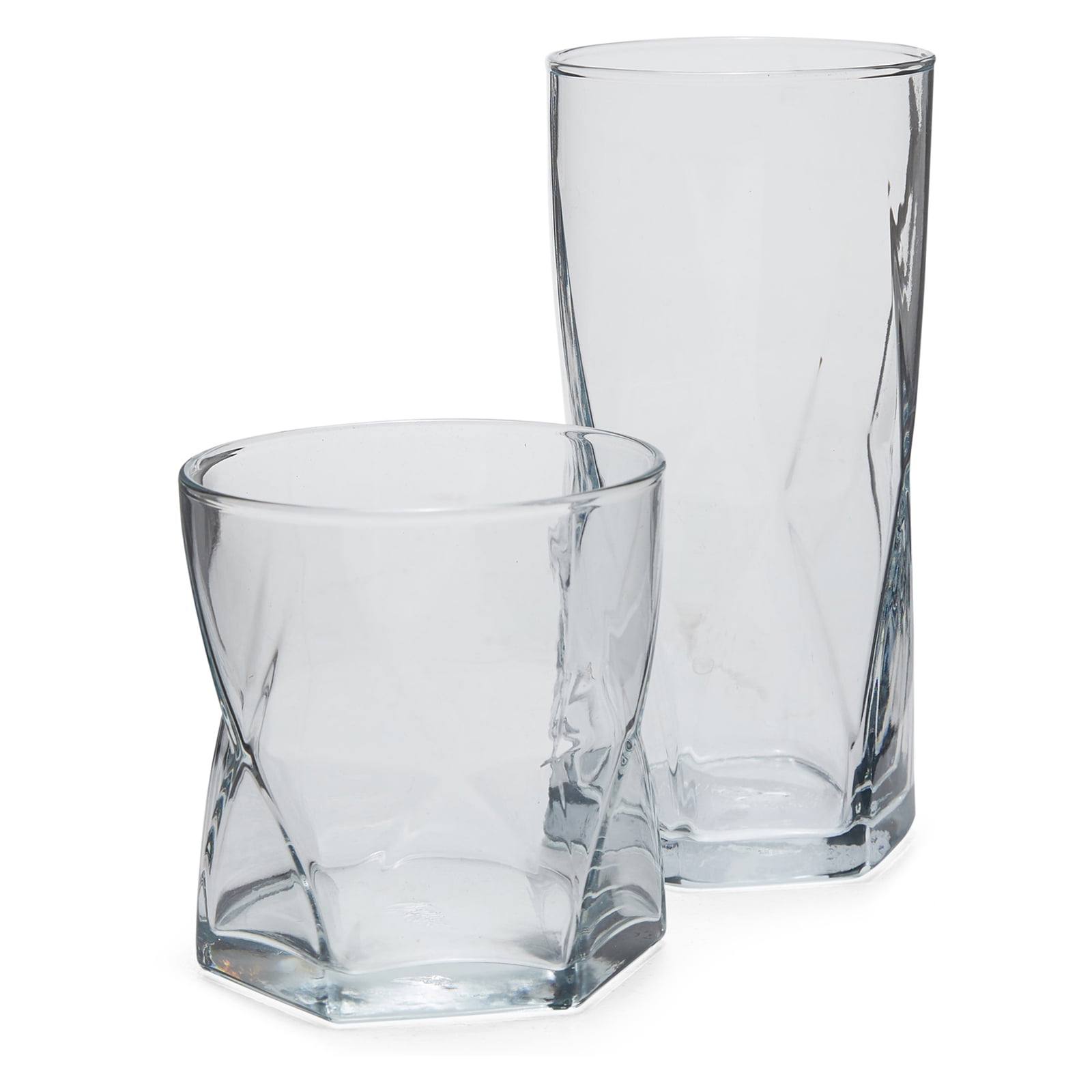 MoDRN Faceted Clear Glass Drinkware, 8 Piece Set