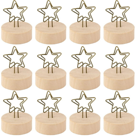 OATIPHO Back to Card Holders Sophisticated Table Number Holder Khaki Wood 12Pack