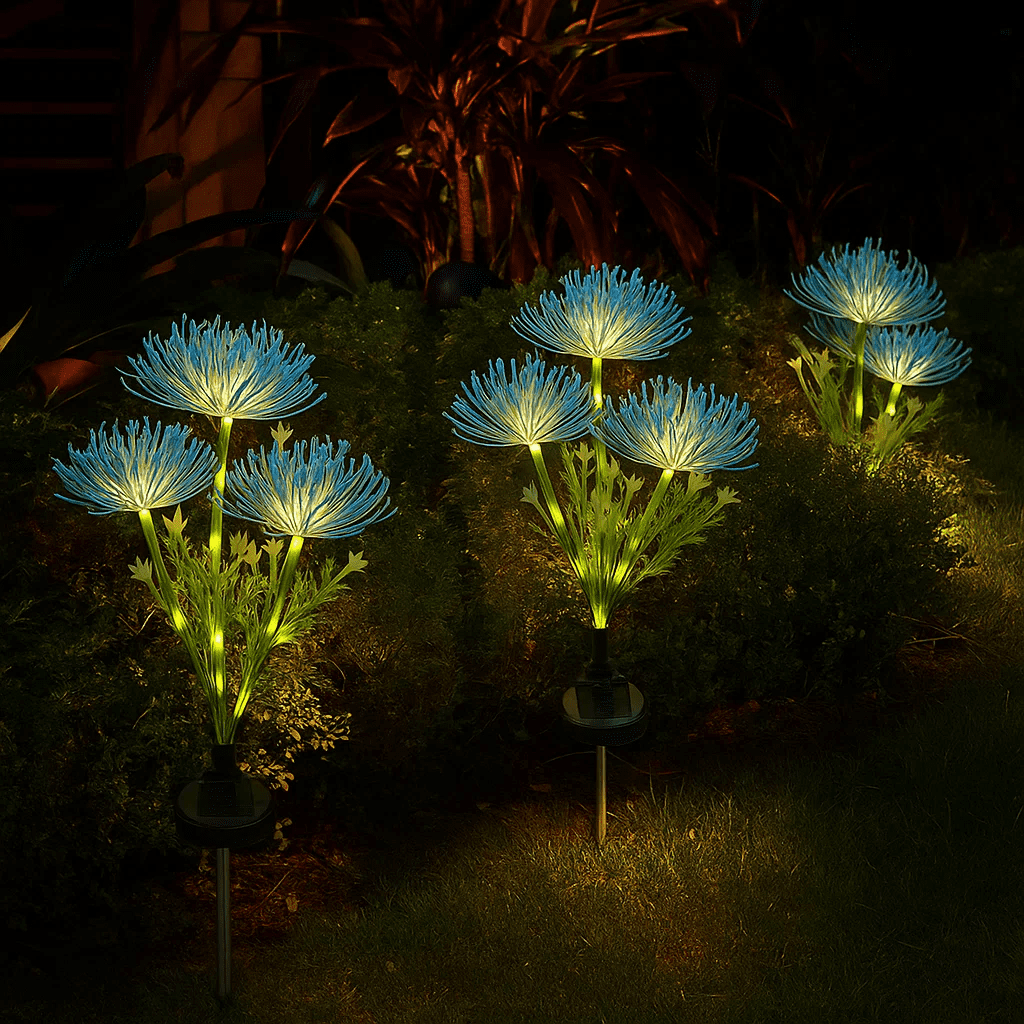 Lyacmy 4 Pack Blue Flower Solar Garden Lights Outdoor, Waterproof Solar Lights for Yard Pathway Patio Outdoor Decor