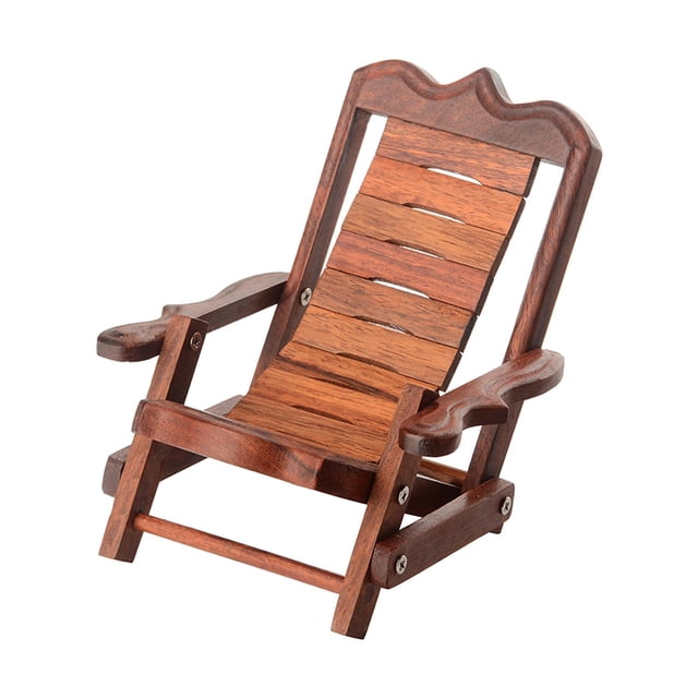 Silla de cubierta de madera Colco Soporte para teléfono de escritorio Decoración de mini artesanías plegables
