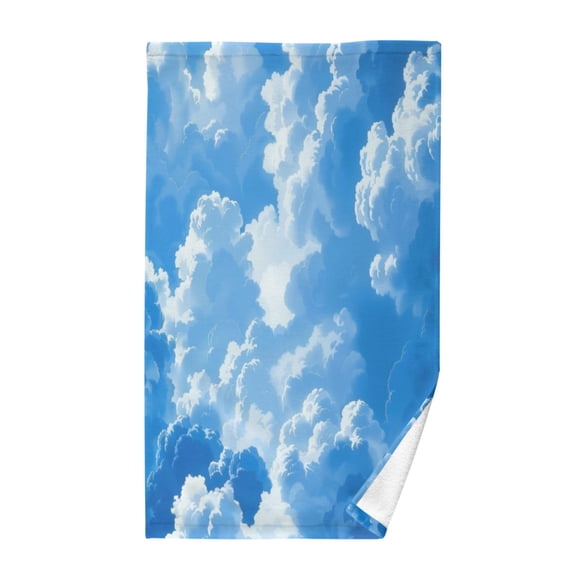 Pure Cotton Face Towel 16x28 Inches Hand Towel Bath Towel Hand Bath Towels Soft Good Water Absorption for Washing Face Wiping Face Deep Blue Cloud
