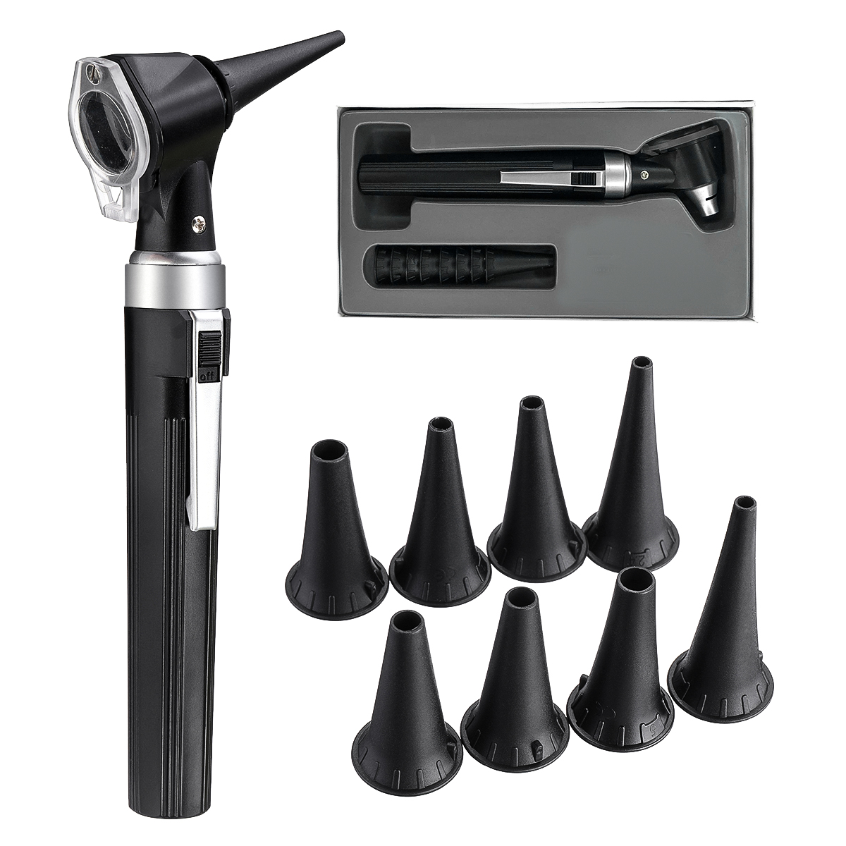 Pocket Diagnostic Otoscope 3X for Home Physician Ear Care Diagnostic Set with 8 Tips and LED