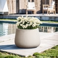 thumbnail image 3 of LuxenHome 12.5 Dia Off-White Ribbed Round Planter Pot, 3 of 7