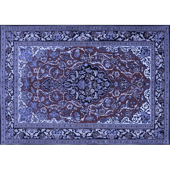 Ahgly Company Indoor Rectangle Medallion Blue Traditional Area Rugs, 3' x 5'