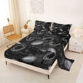 thumbnail image 2 of Castle Fairy Sport Football Print Queen Sheets 4 Pieces, Vintage Ball Pattern Queen Sheet Sets, Black Grey White,1 Fitted Sheet, 1 Flat Sheet and 2 Pillowcases, 2 of 6