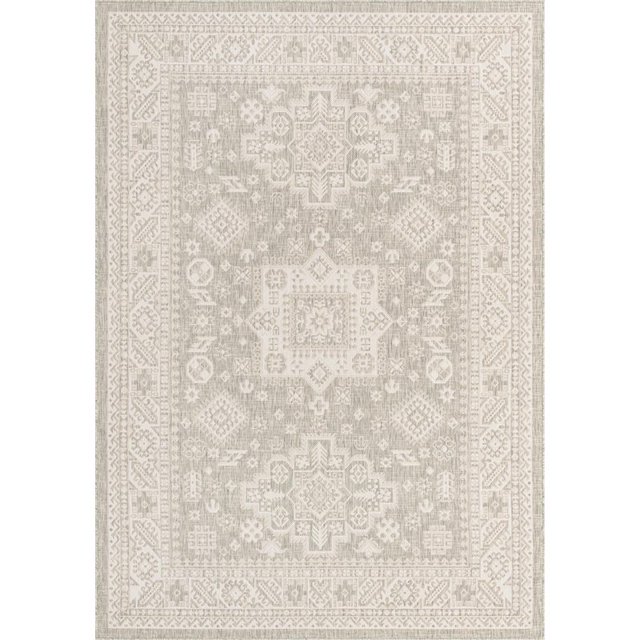 Unique Loom Outdoor Aztec Medallion Rug 7' x 10' Rectangle Light Brown/Ivory