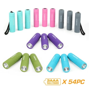 EverBrite 18-Pack Mini LED Flashlight Set, Handheld Torches for Kids, Suitable for Hurricane, Camping, Night Reading, Party, Backpacking, Outages, Lanyard & 54 AAA Batteries Included