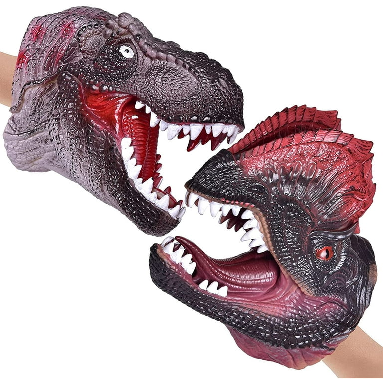 Fun Little Toys Dinosaur Hand Puppets Toys Tyrannosaurus Rex VS Dilophosaurus Dino Hand Puppet for Kids