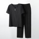 thumbnail image 5 of Conjuntos Cortos para Hombres, Verano Casual Botón de Color Sólido Manga Corta V-Cuello Pantalones Conjunto Hecho de Poliéster Ligero, Conjuntos Cortos para Hombres, 5 of 6