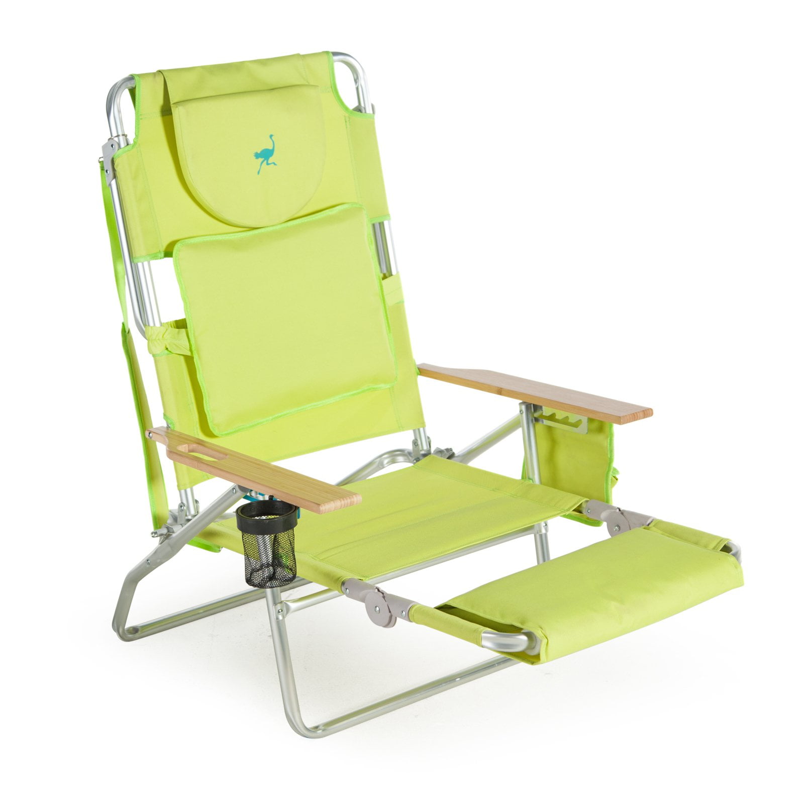 Ostrich Deluxe 3-in-1 Lounge Aluminum Beach Chair - Lime Green - Walmart.com
