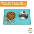 thumbnail image 2 of Neater Pets Neater Mat Waterproof Silicone Pet Water & Food Bowl Mat, Aquamarine, 19" x 12", 2 of 2