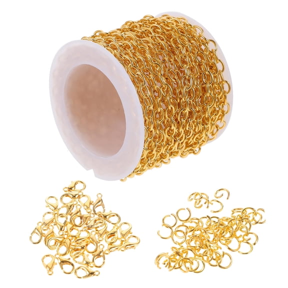 HONMEET 1Set Metal Chain Roll Kit for Jewelry Making with Golden Lobster Clasps