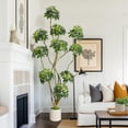 thumbnail image 3 of 7FT Umbrella Artificial Tree with White Planter Pot,Multi-Trunk Faux Umbrella Floor Plant with Natural Wood Trunks in White Decorative Planter,Natural Curved Trunk for Home Offices Porch Decor, 3 of 8
