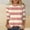 Pink, variant on YMNXA Women's T Shirt 3/4 Sleeve Round Neck Striped Print Fashion Comfortable Top For Casual Daily Wear,Beige,L