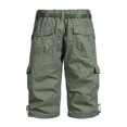 thumbnail image 4 of CHEEREAM Mens Outdoor Cargo Capri Pants Relaxed Fit Multi-Pocket 3/4 Long Shorts Cotton Twill Beach Hiking Travel Shorts Army Green 4XL, 4 of 5