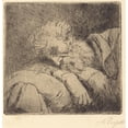 thumbnail image 2 of Alphonse Legros 20x20 Gold Ornate Framed and Double Matted Museum Art Print Titled - Sleeping Beggar (Sleeping Beggar), 2 of 4