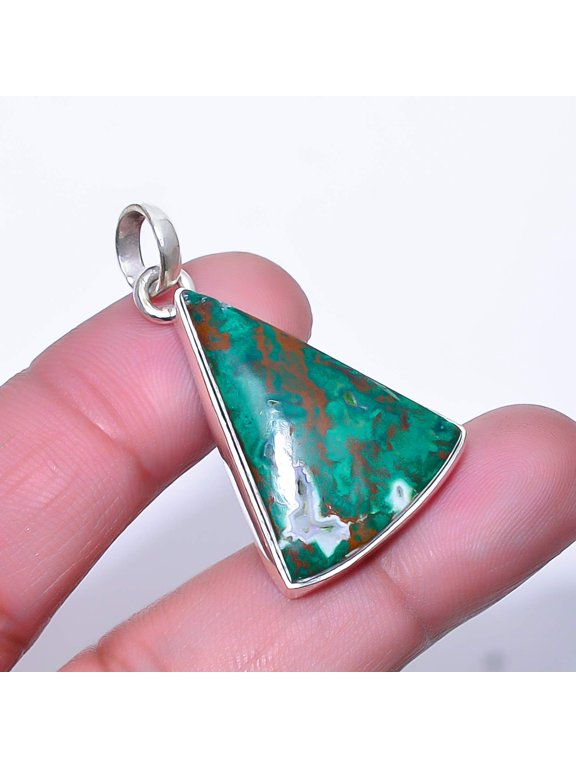 Cuprite Chrysocolla - Africa Gemstone 925 Sterling Silver Pendant 1.56" A370, Christmas Gift, Gemstone Silver Jewelry, Chrysocolla Pendant, New Year S