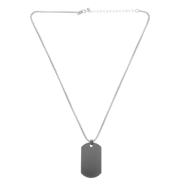 Collar con colgante de cadena de acero de titanio para hombre con placa de identificación militar (plata)