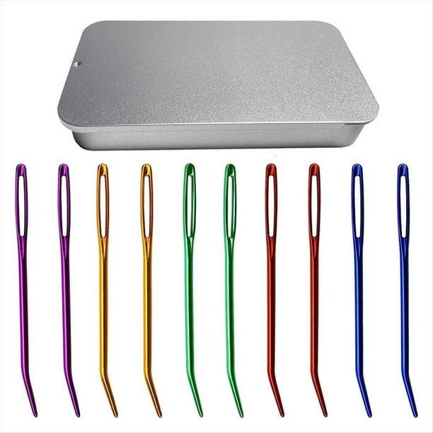 10 Agujas para Tapiz de Zurcir Hilo, Aguja para Tejer con Ojos Grandes, Agujas para Hilo Romas, Agujas de Bordar con Punta Doblada para Tejer