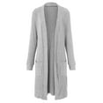 thumbnail image 4 of WUANDIXFA Cardigans pour Femmes Cardigan Décontracté Ample à Manches Longues Ouvert Long avec Poches Gris,5TG, 4 of 6