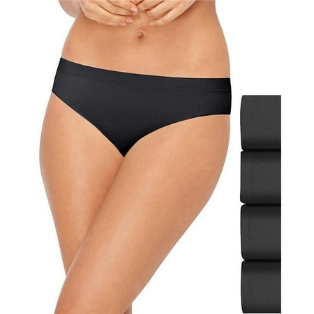 Hanes 738994749253 Ultimate Breathable Comfort Micro Mesh Hipster Panty, Black - Size 5 - Pack of 4