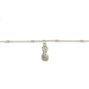 Zad Jewelry Pineapple Charm Anklet Bracelet, Silver
