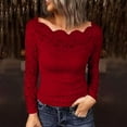 thumbnail image 3 of Perfectbot Womens Lace Mesh Tops Sheer Long Sleeve Off Shoulder Shirt Fashion Casual Floral Blouse, 3 of 6