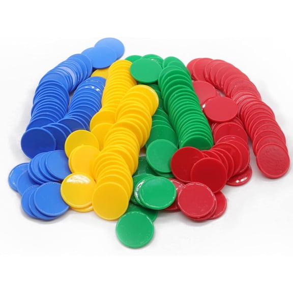 100 Pieces Plastic Poker Chips, Bingo Learning Math Counting Accessories, Circular Color Chip Game Coin