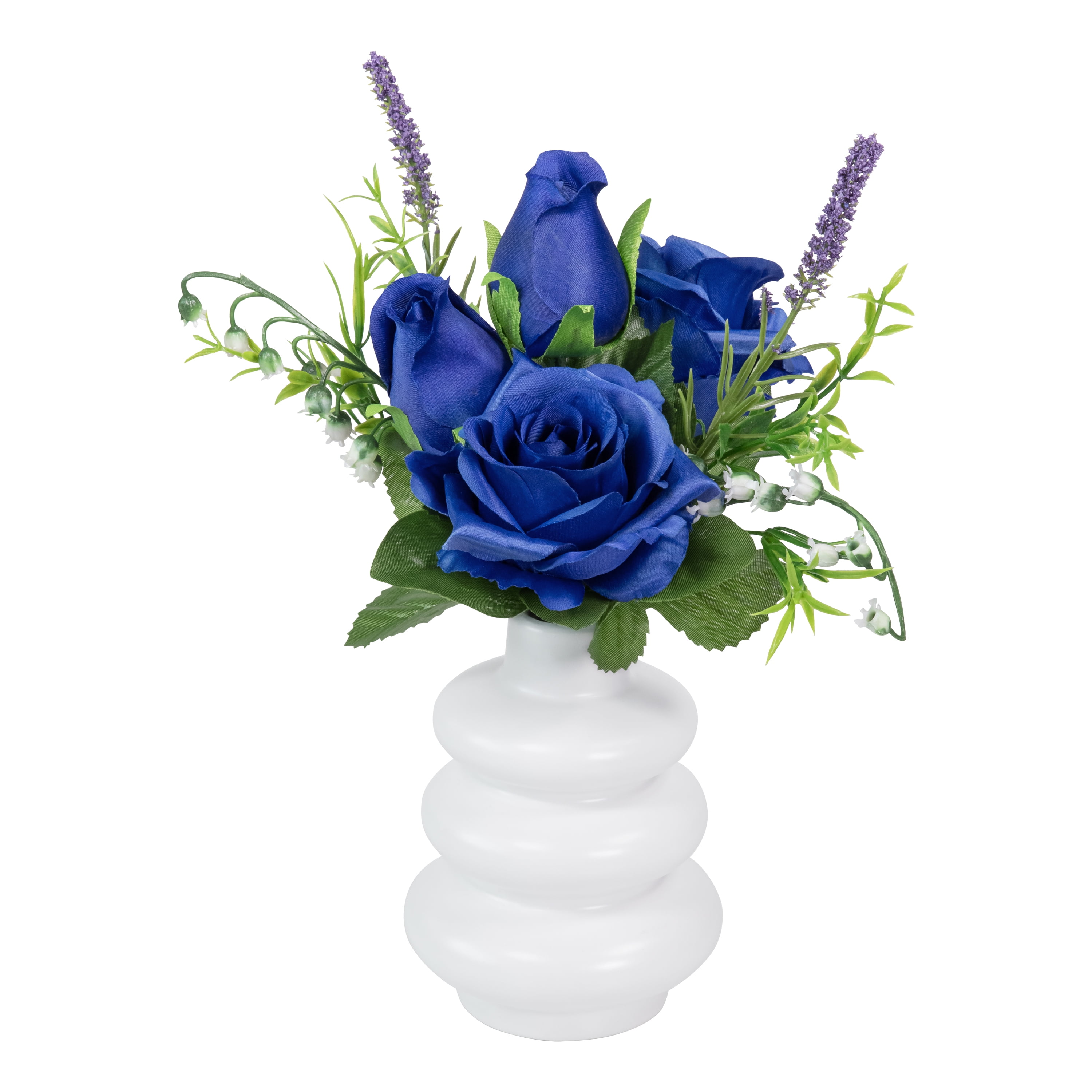 12-inch Artificial Silk Blue Roses Mixed Flower Pick, for Indoor Use, by Mainstays