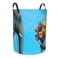 thumbnail image 2 of Bingfone Elephant Trunk Couple Flowers Waterproof Foldable Laundry Hamper Bucket With Handles For Storage Bin,Clothes Hamper (Small), 2 of 8