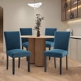 thumbnail image 3 of Elegancia con ribete de tachuelas – Juego de 2 sillas de comedor Parsons tapizadas, cojín acolchado y patas de madera,Color: azul oscuro. Especificaciones: set 2 piezas, arpillera., 3 of 8