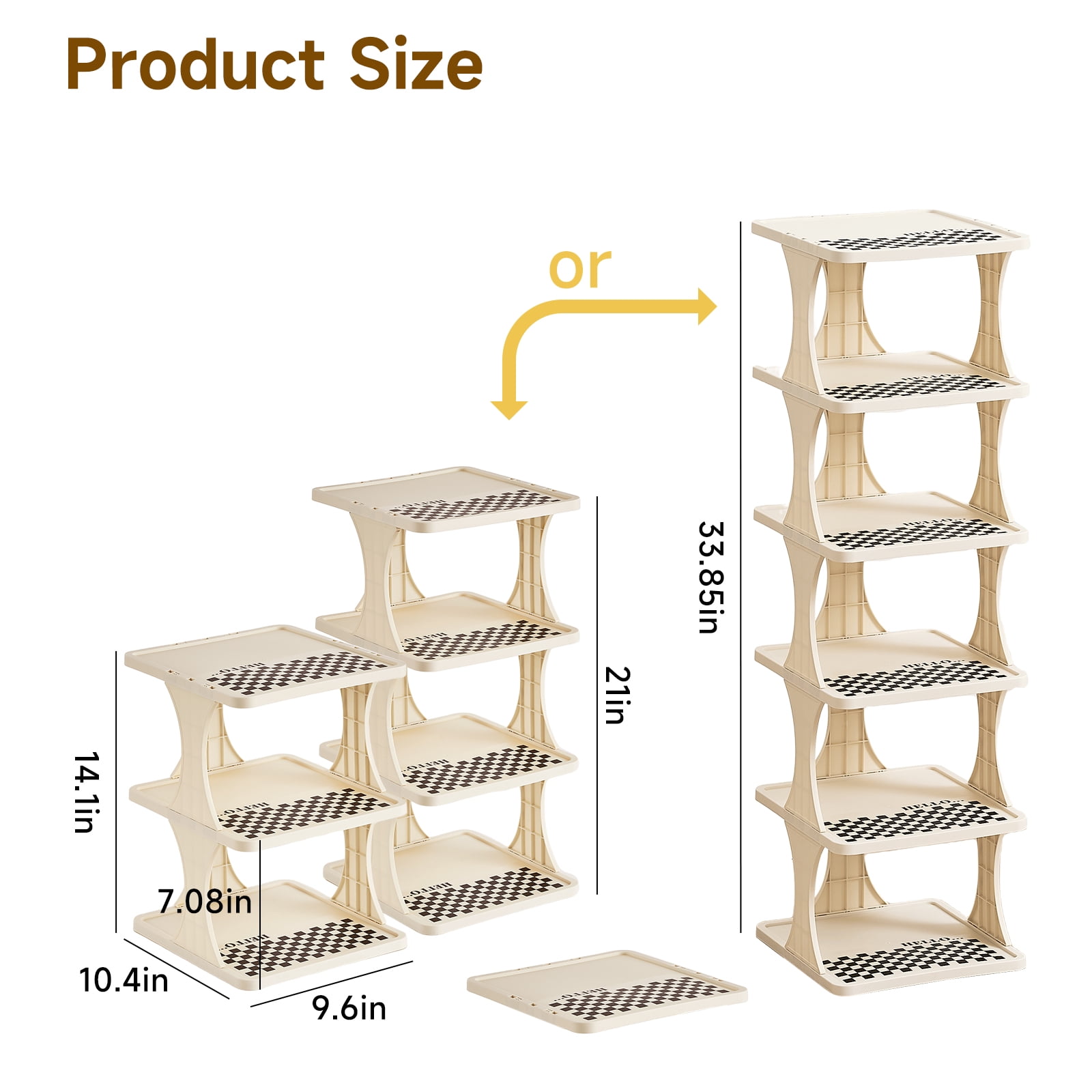 Vertical Shoe Rack: 6 Tier Adjustable Shoe Organizer for Closet, Narrow Entryway, or Bedroom Easy to Assemble and Disassemble (White)