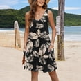 thumbnail image 3 of Pisexur Robe d'Été pour Femme Vintage à Fleurs, Robe de Plage Graphique Hawaïenne, Décontractée, Ample, Sans Manches, Style Débardeur, avec Poche, 3 of 5