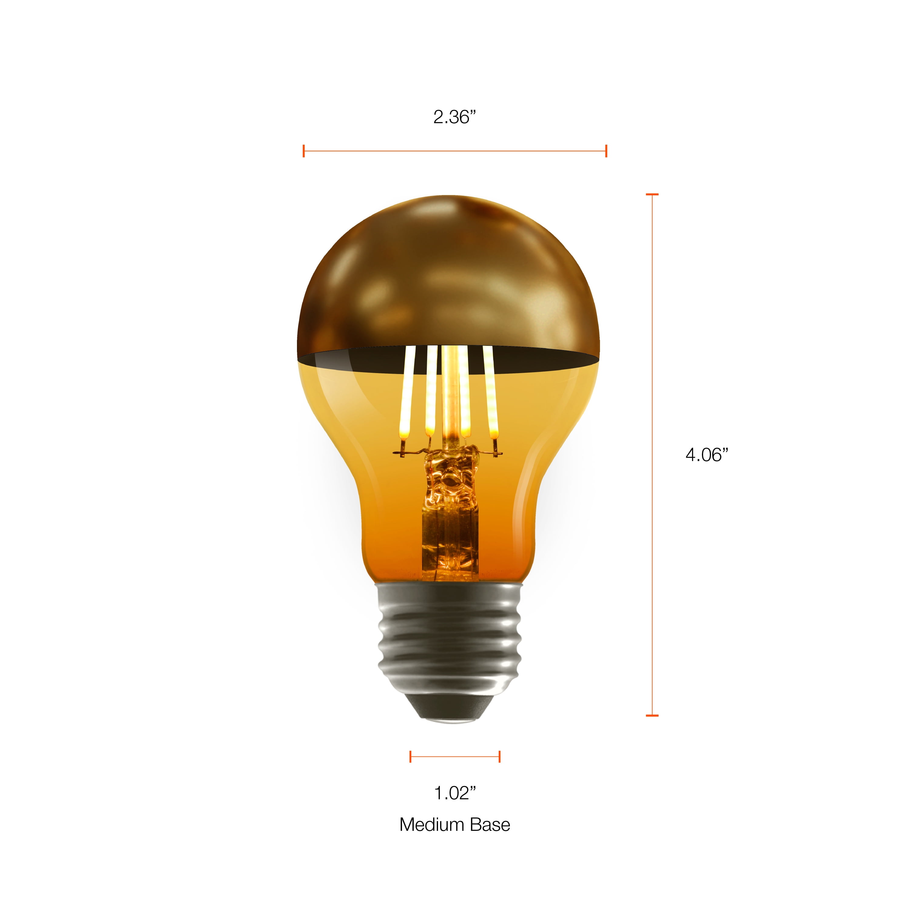 (2 pack) Better Homes & Gardens LED Gold Dipped Vintage LED Soft White Light Bulb, 40W, Dim, E26, 2 Pack