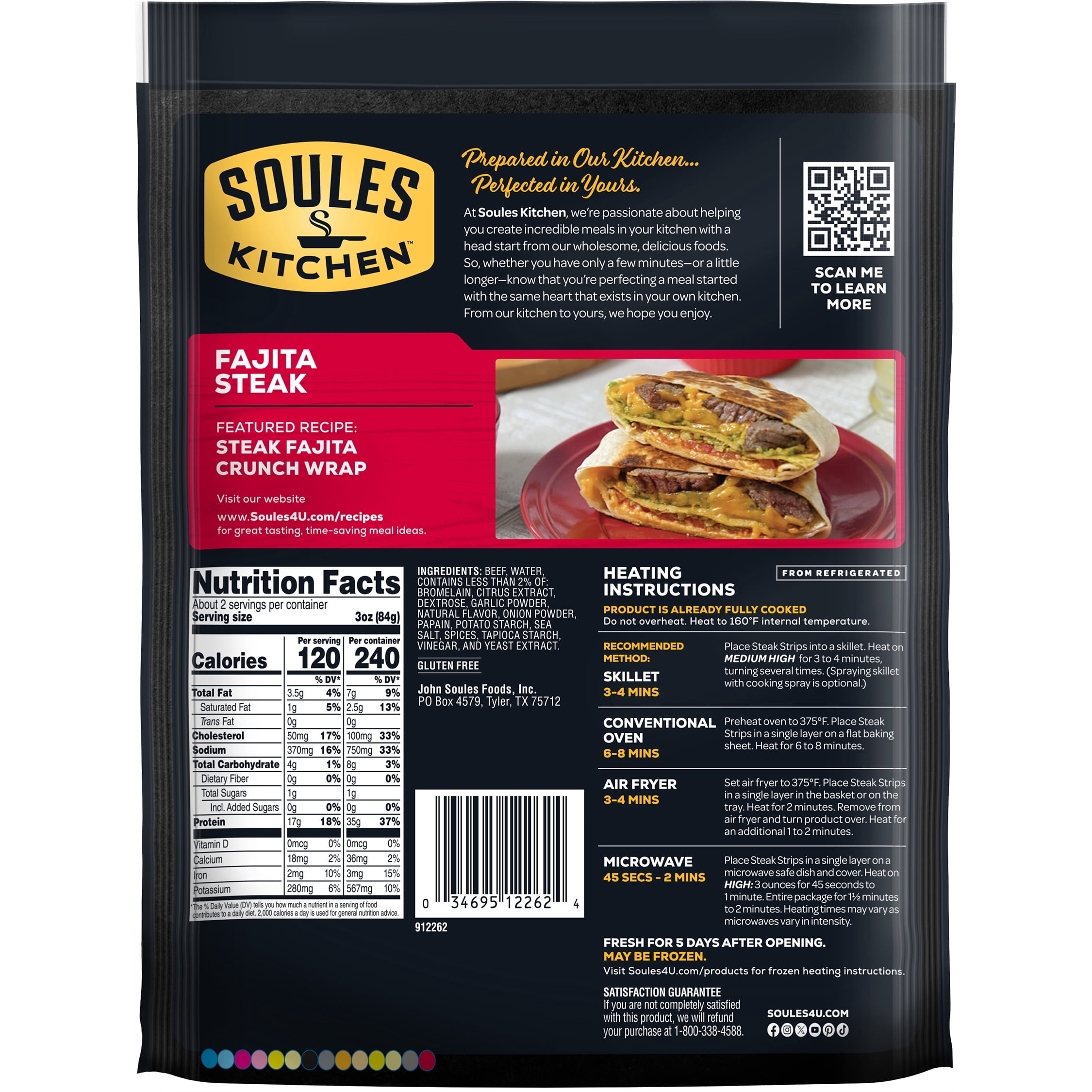 Soules Kitchen® Fully Cooked Beef Fajitas 6 oz. Bag