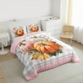 thumbnail image 3 of Manfei Rustic Farm Pumpkin Queen Comforter Set,Gray White Checkered Bedding Sets,Autumn Harvest Bedding Comforter Set For Teens,Breathable Home Decor Reversible,3 Pieces, 3 of 8