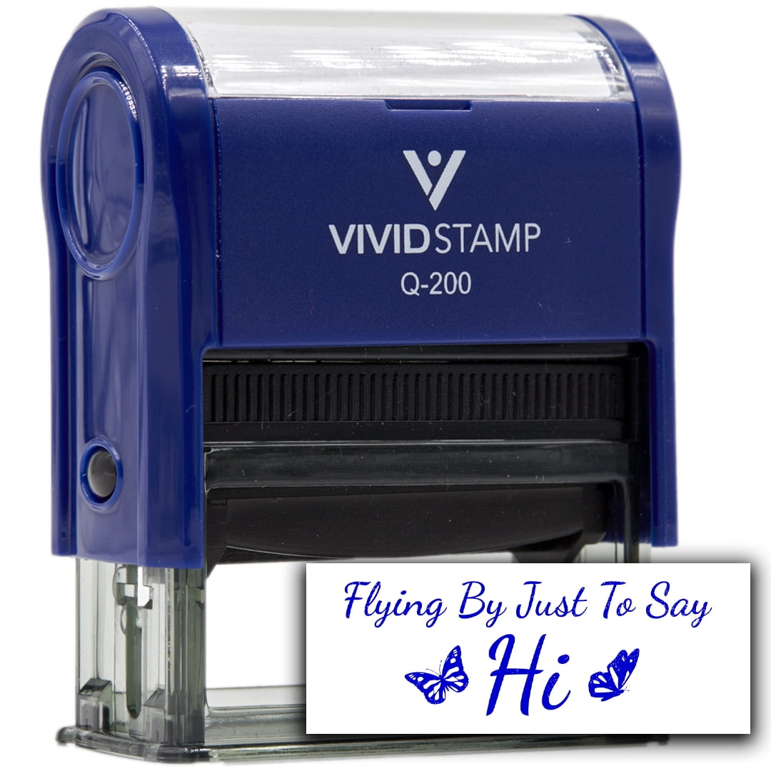 (3 pack) All Quality Flying By Just To Say Hi Self-Inking Rubber Stamp | Family & Friends | Novelty Homely Stamps (Blue Ink) - Q-400
