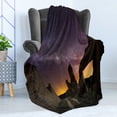thumbnail image 4 of Landscape Soft Flannel Fleece Blanket, Antique Ruin at Starry Night Celestial Road Roman Dated Aged Heritage Back Then Theme, Cozy Plush for Indoor and Outdoor Use, 70" x 90", Indigo, by Ambesonne, 4 of 5
