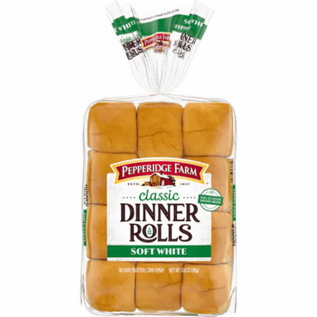 Pepperidge Farm Classic Soft White Dinner Rolls, 3-Pack 12 Count Bags