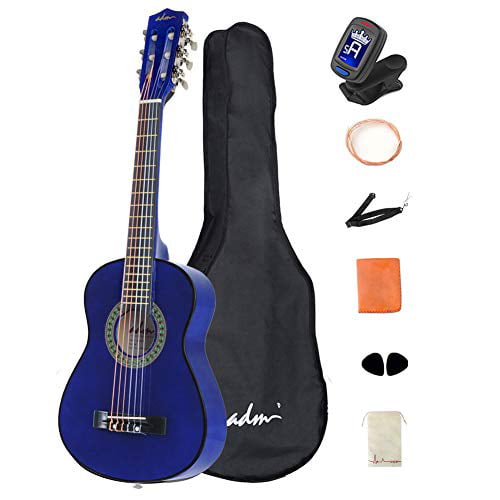 Modsatte lotteri offer ADM Beginner Acoustic Classical Guitar 30 Inch Nylon Strings Wooden Guitar  Bundle Kit with Carrying Bag & Accessories, Blue - Walmart.com
