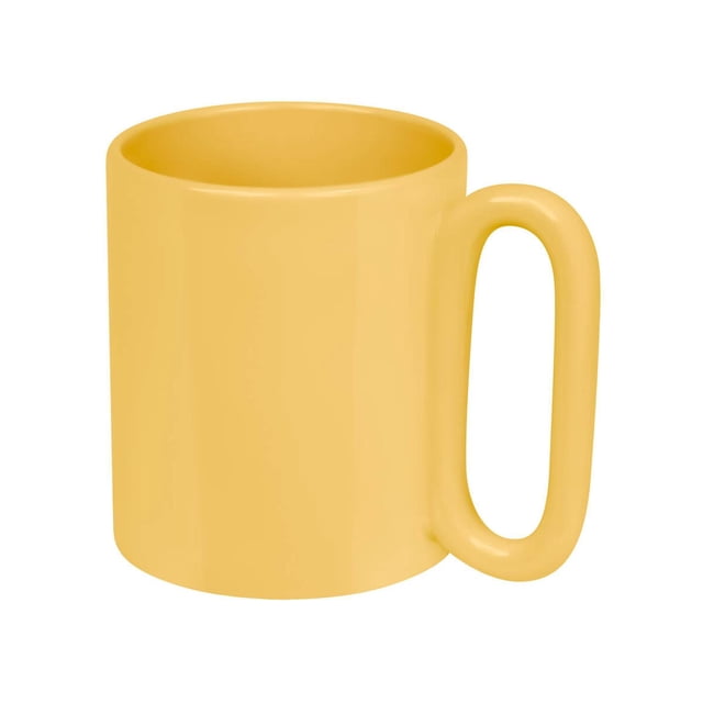 Taza de cerámica con acabado brillante y asa ergonómica amarillo 12 x 9.6 x 8.2