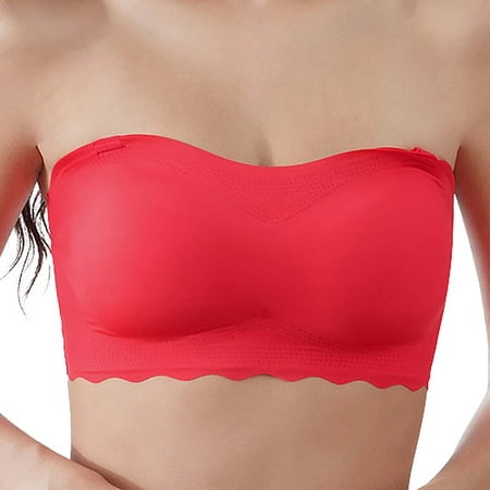 

asdoklhq Bras for Women Womens Plus Size Clearance $5 Women s Gathered Non-slip Oversized Chest Thin Tube Top Wrap Chest Invisible Chest Paste Underwear