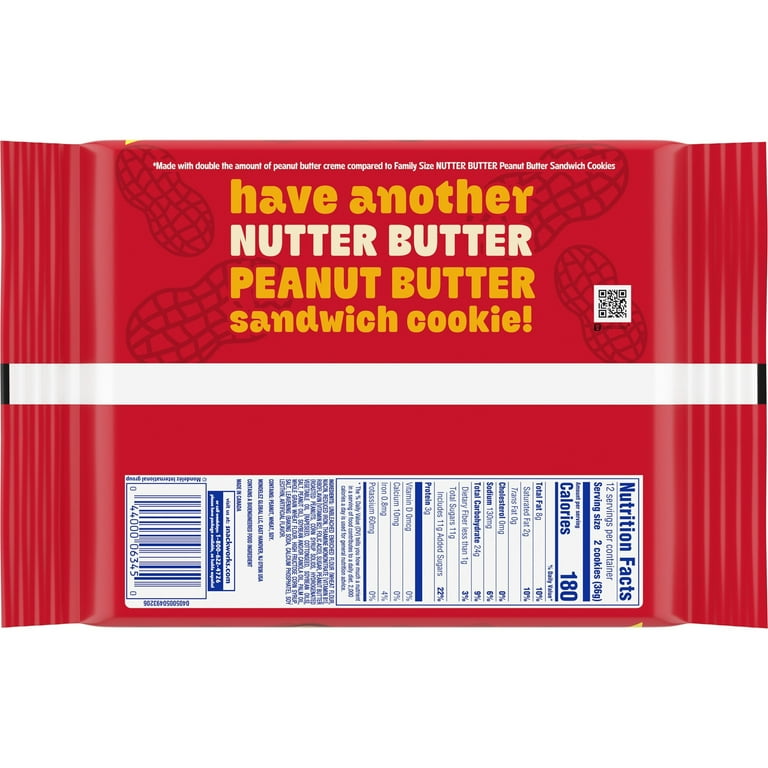 Nutter Butter Creamy Peanut Butter Sandwich Cookies in Pack